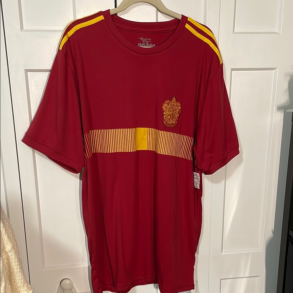 Universal Red and Yellow Short Sleeve Tee with Stripes